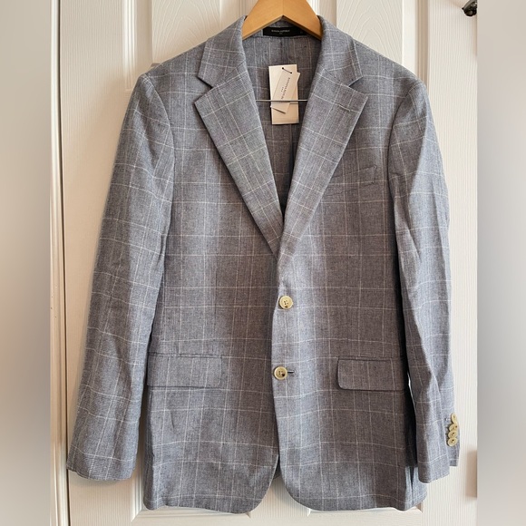 Banana Republic Men's Sz 38S Blue Plaid Sport Coat Blazer NWT - Picture 1 of 7